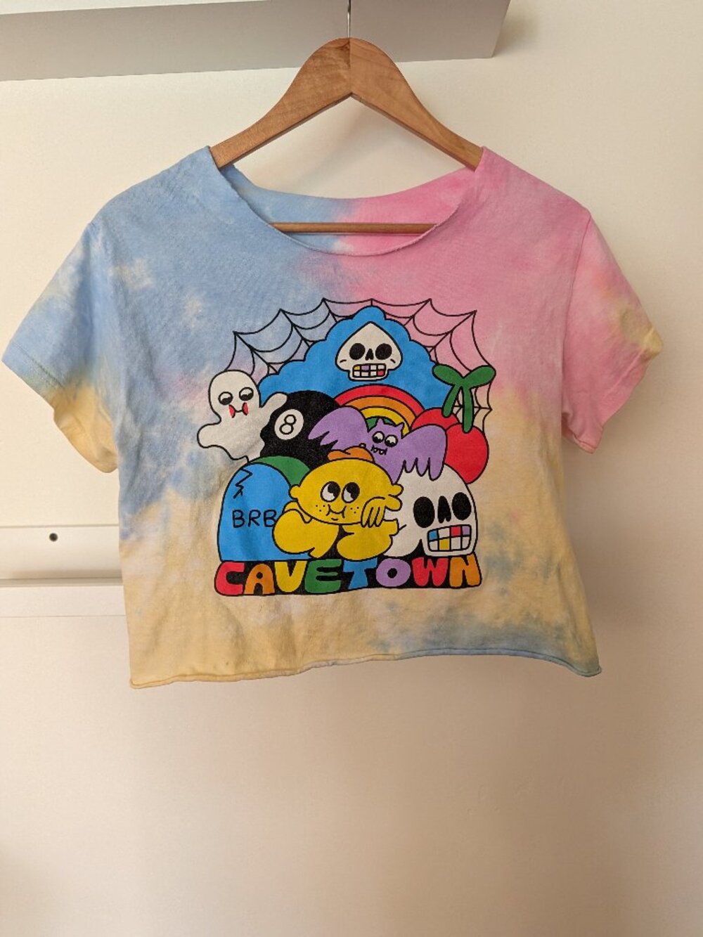 Cavetown Band T-Shirt Cropped Tee Tie-Dye Adult Unisex S Rainbow Skulls